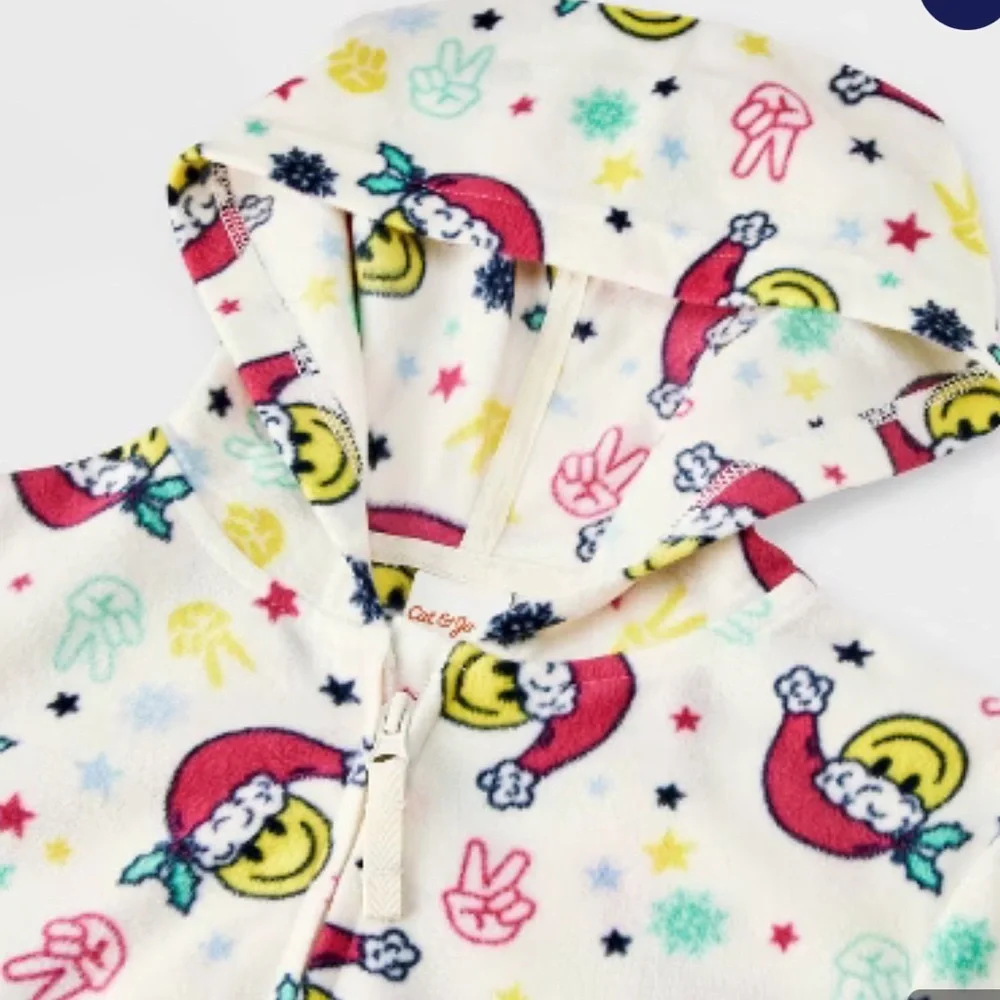 Christmas Cozy Smiley Santa' Union Suit - Cat & Jack™ Cream